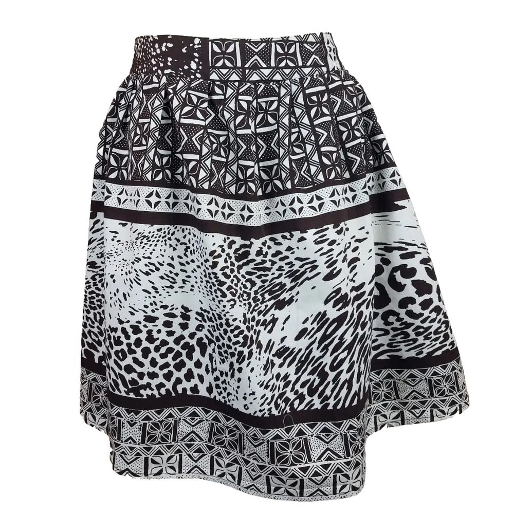 Wrapper Fit and Flair cotton skirt Brown Cream Pleated juniors size 11